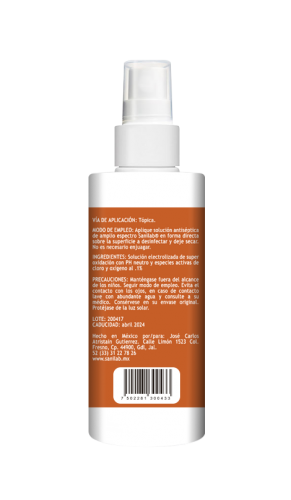 Frasco atomizador de 250 ml. SANILAB Solución Antiséptica de amplio espectro. Sanitiza y desinfecta.